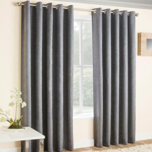 Vogue Grey Eyelet Blockout Thermal Curtains