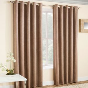 Vogue Latte Eyelet Blockout Thermal Curtains