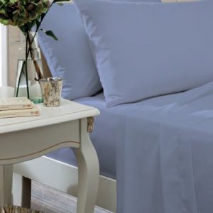 Cornflower Blue Non Iron Plain Dyed Percale Flat Sheet