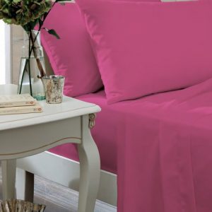 Hot Pink Non Iron Plain Dyed Percale Flat Sheet