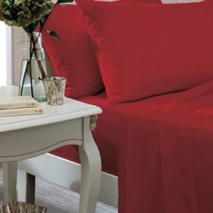 Red Non Iron Plain Dyed Percale Flat Sheet