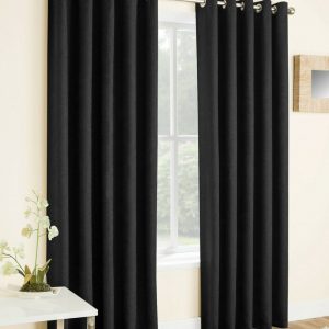 Vogue Black Eyelet Blockout Thermal Curtains