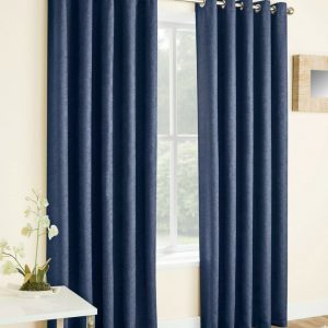 Vogue Navy Eyelet Blockout Thermal Curtains