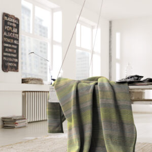 Lines Green Biederlack Blanket - Made in Germany