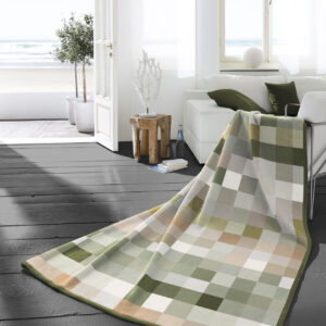 Squares Green Biederlack Blanket - Made in Germany