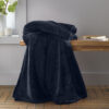 Navy Raschel Velvet Throw