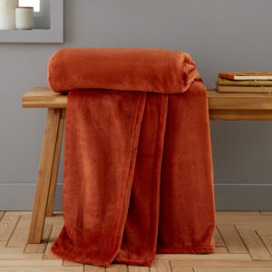 Terracotta Orange Velvet Throw