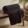 Cosy Ribbed Black Throw Catherine Lansfield
