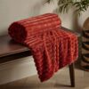 Cosy Ribbed Burnt Orange Throw