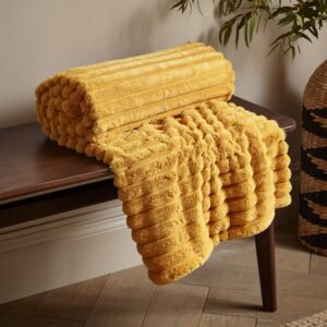 Mustard Cosy Ribbed Throw