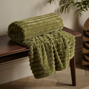 Olive Cosy Ribbed Throw