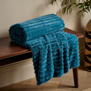 Teal Cosy Ribbed Throw